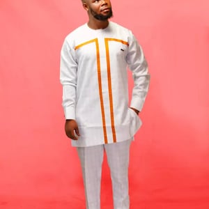 Handmade African Men&#39;s Suit: Traditional Wedding Groom Outfit
