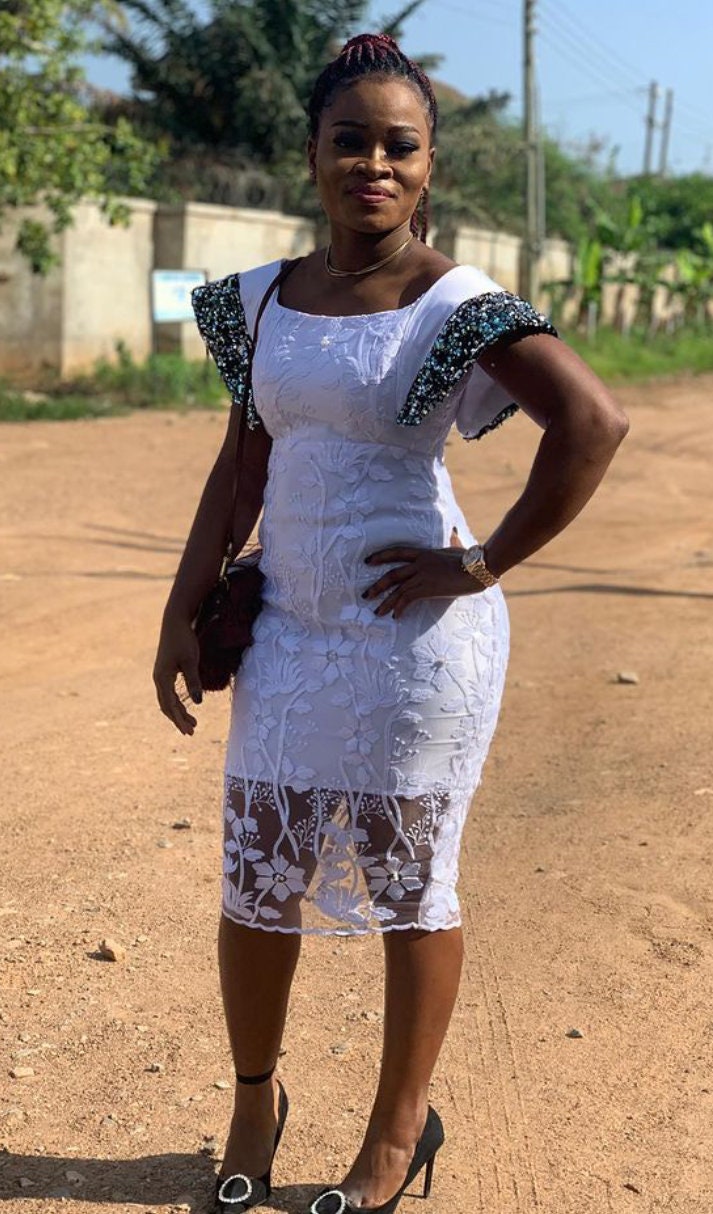 White Lace African Dress -  Canada
