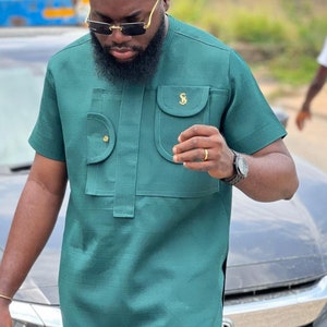Men&#39;s Handmade Kaftan Suit: African Wedding Attire
