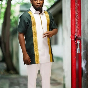 Handmade African Men&#39;s Suit: Traditional Wedding Groom Outfit