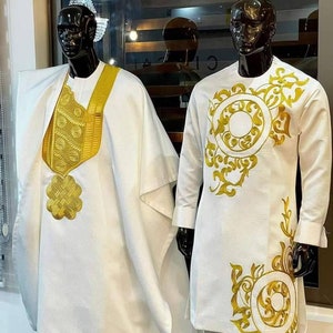 AGBADA voor mannen, Afrikaanse AGBADA, Afrikaans trouwpak, pak bruidsjonkers, pak bruidegom, Afrikaanse herenkleding, 3-delig herenpak, gratis DHL Express