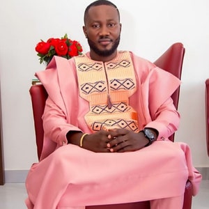AGBADA voor mannen, Afrikaanse AGBADA, Afrikaans trouwpak, pak bruidsjonkers, pak bruidegom, Afrikaanse herenkleding, 3-delig herenpak, gratis DHL Express