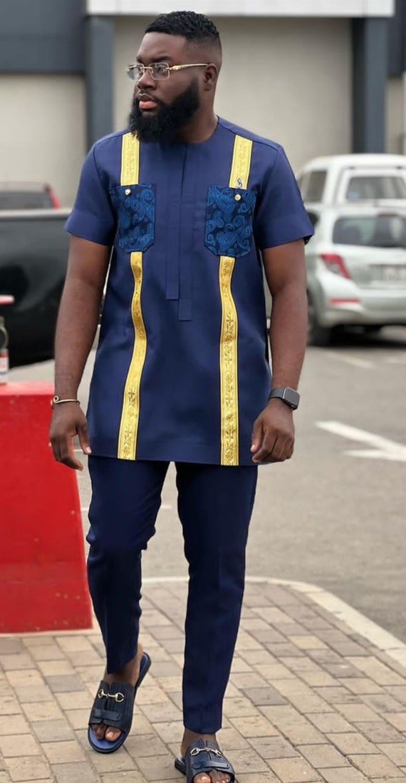 Afrikaanse mannen shirt en broek Afrikaanse mannen traditionele kleding heren Afrikaans pak heren kaftan Afrikaanse bruiloftskleding mannen Agbada feestkleding Etsy Nederland