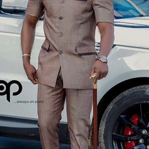 Men&#39;s Handmade Kaftan Suit: African Wedding Attire