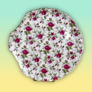 Lefton China Snack Plate 8&quot; Rose Chintz