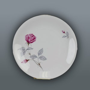 Victoria China Dinner Plate Court Ship Pink Roses Gray Leaves