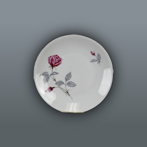 Victoria China Salad Plate Court Ship Pink Roses Gray Leaves