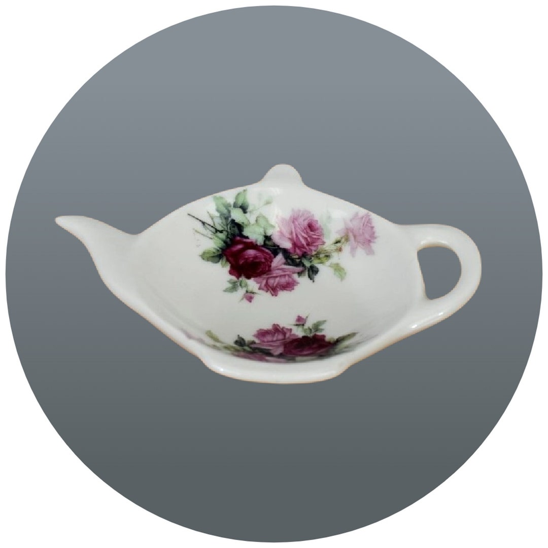 Small Tea Bag Tidy Fine Bone China Teapot Shaped With Roses Pattern Etsy