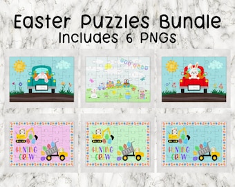 Easter Puzzle Sublimation PNG, Easter Sublimation, Easter Bunny Sublimation, Easter Truck Sublimation, Easter Construction Sublimation