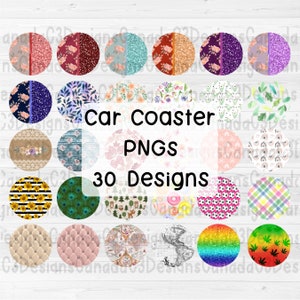 Car Coaster PNG, Floral Car Coaster Sublimation, Car Coaster Designs, Coaster PNG, Coaster Design, Car Coaster for Women, Round Sublimation