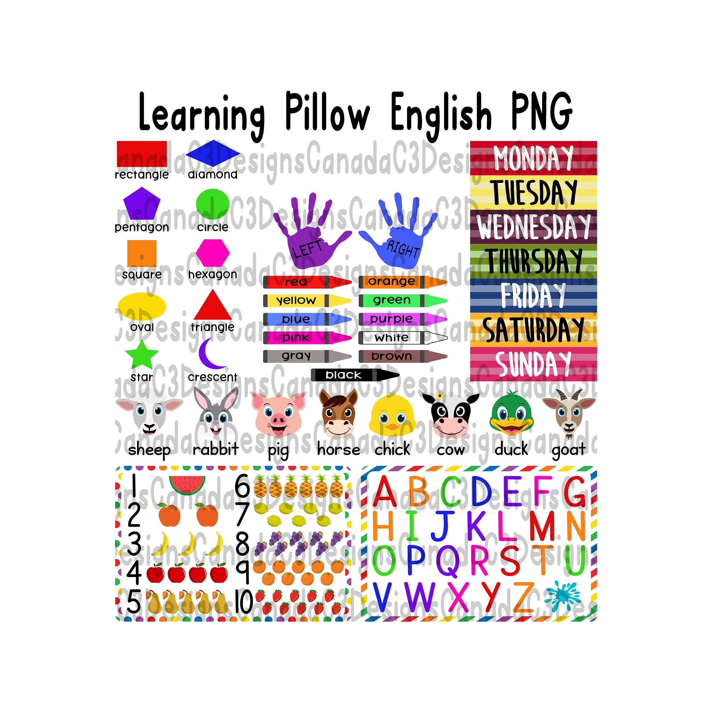 Learning Pillow PNG English Learning Pillow Educational Pillow Etsy
