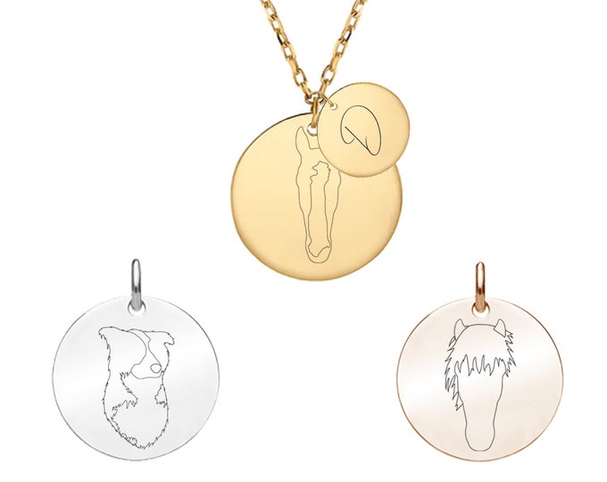 Engraved chain with customized drawing of your pet
