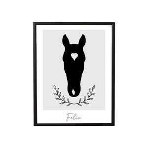Individualisiertes Poster deines Pferdes black and white Bild 6