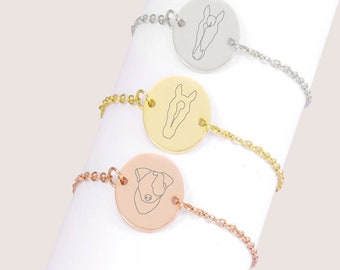 Engraved bracelet with customized drawing of your pet