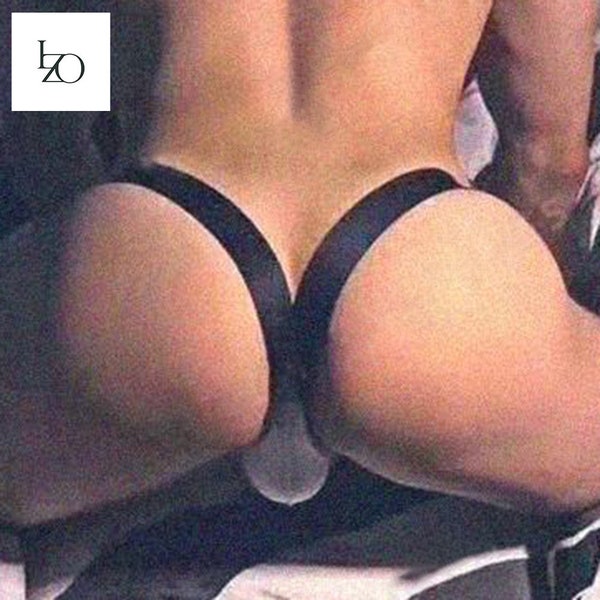 Luxury Open Back Underpants Men Jockstrap Panties Sexy Thongs G String Penis Pouch Underwear Enhance T-Back Open Butt Thong Lingerie