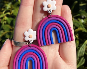 PRIDE Earrings | Bi Earrings | Bisexual Pride | Bisexual Earrings | Rainbow Earrings | Pride Collection | LGBTQ | Clay Earrings | Bi Pride