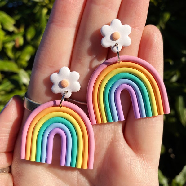 PRIDE Earrings | Pastel Rainbow Earrings | Pride Collection | LGBTQ | Clay Earrings | Hippie Earrings | Cute Earrings