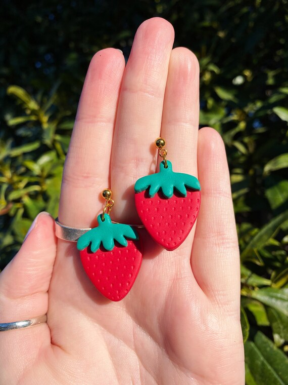 Strawberry on sale clay earrings