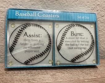 Brand New / Never Used /  Glass Baseball Coasters - Set of 6