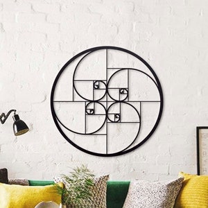 Golden Ratio Metal Decor, Fibonacci Spiral Wall Art, Minimalist Kitchen Gift, Unique Modern Office Decor,  Mothers Day Gift, Garden Decor