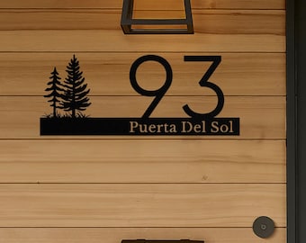 Custom Metal House Numbers: Modern Mountain Address Sign