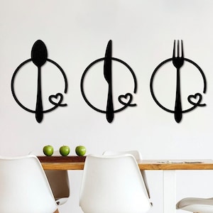 Fork, Spoon, Knife, Kitchen Decor, Minimalist Metal Wall Art, Metal Mom&#39;s Day Gift, Dining Room Sign, Mothers Day Gift, Valentines Day Gift