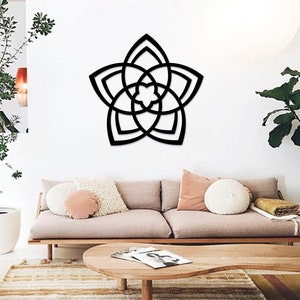 Decorazione murale in metallo con fiore di Venere: decorazione floreale etnica (21x20 pollici)