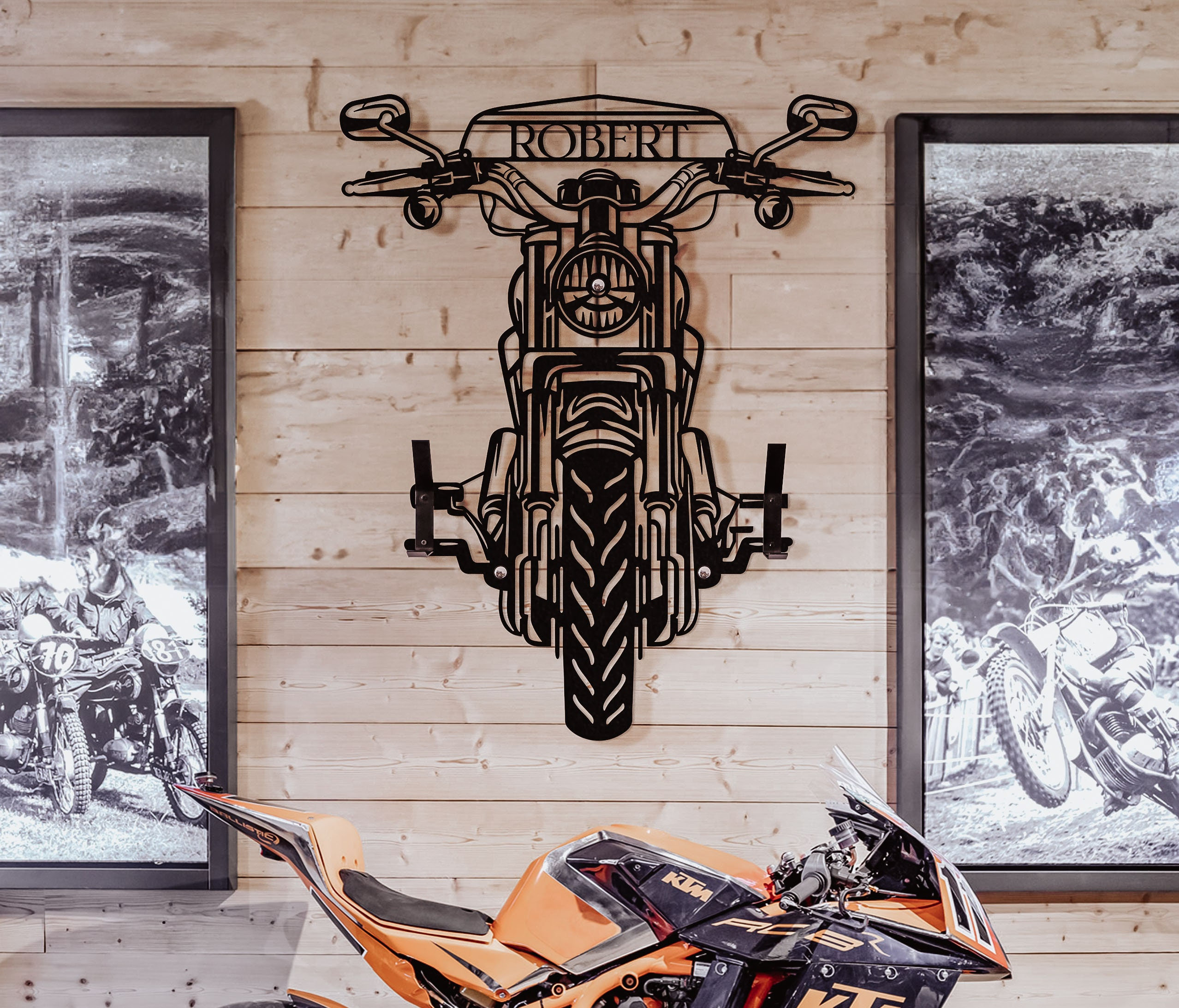 Accroche-clés, décor mural en fer, moto Harley Davidson