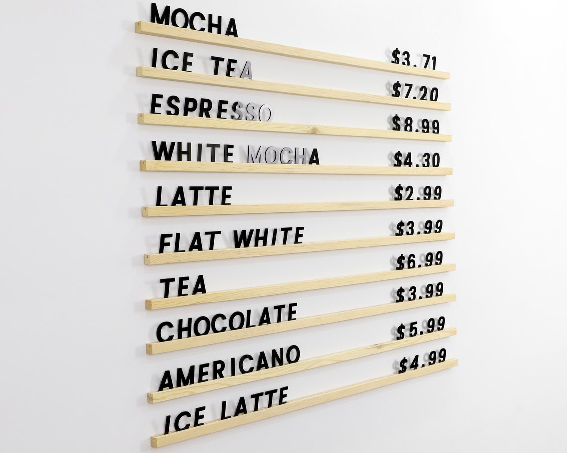 Menu Board Acrylic Letter Board Changeable Letter Board Etsy