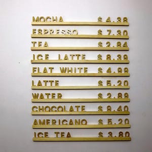 Painel de cardápio personalizado, trilho de madeira de 27", display de cardápio de café mutável, painel de cardápio de restaurante, placa de cardápio de parede, quadro de mensagens, cardápio de padaria