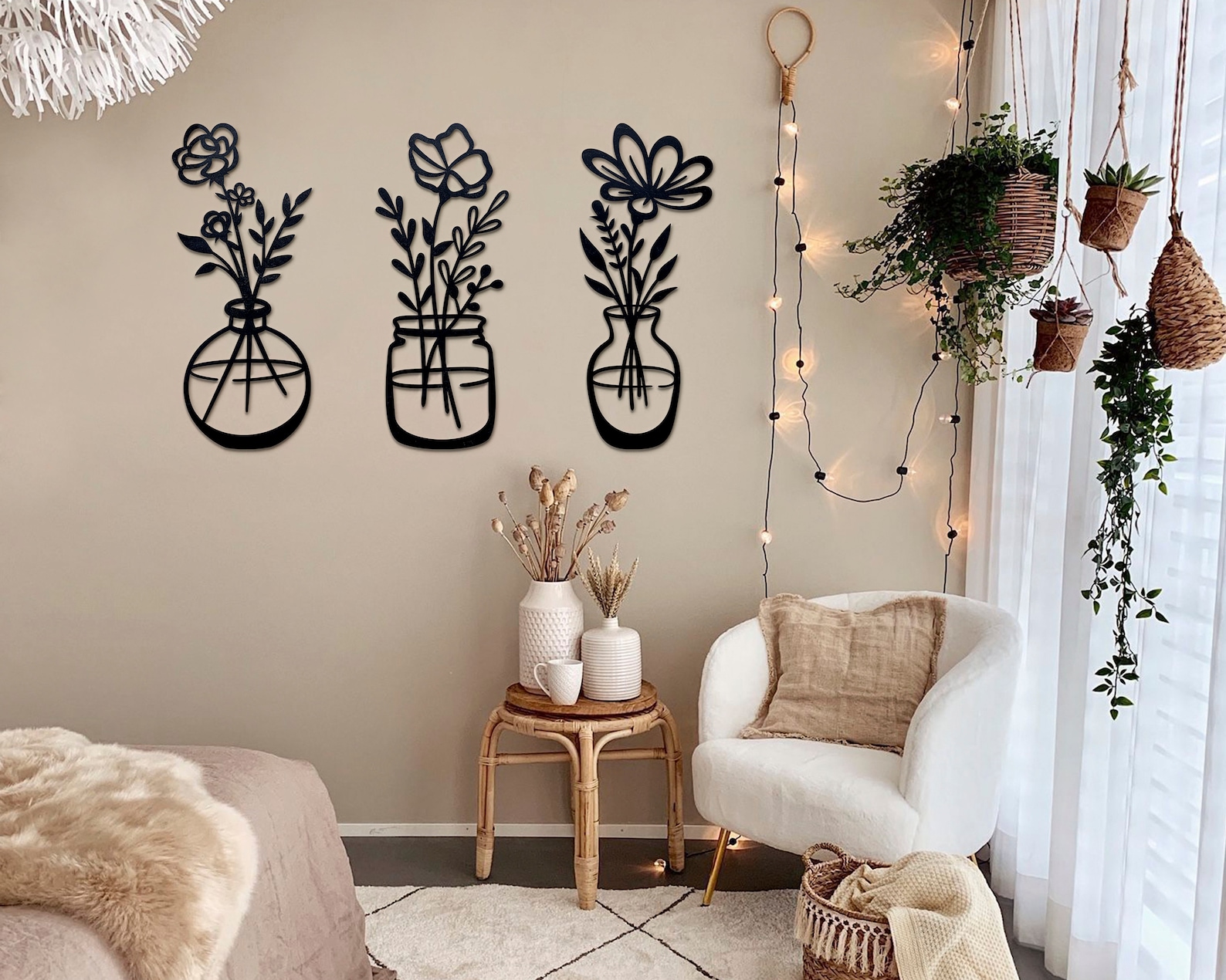 Flower in Vase Metal Wall Art Spring Flower Wall Decor 3 Etsy