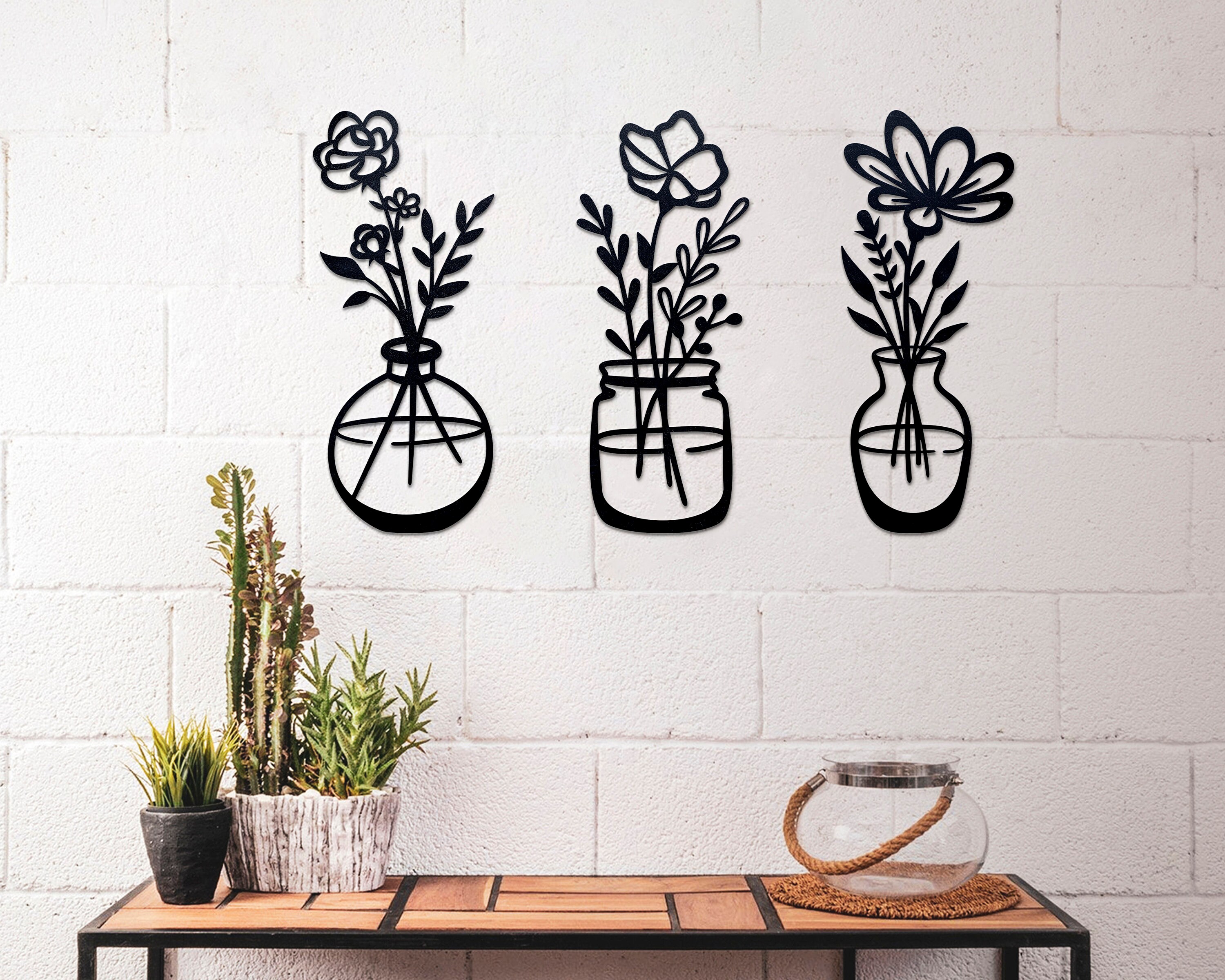 Flower in Vase Metal Wall Art Spring Flower Wall Decor 3 Etsy