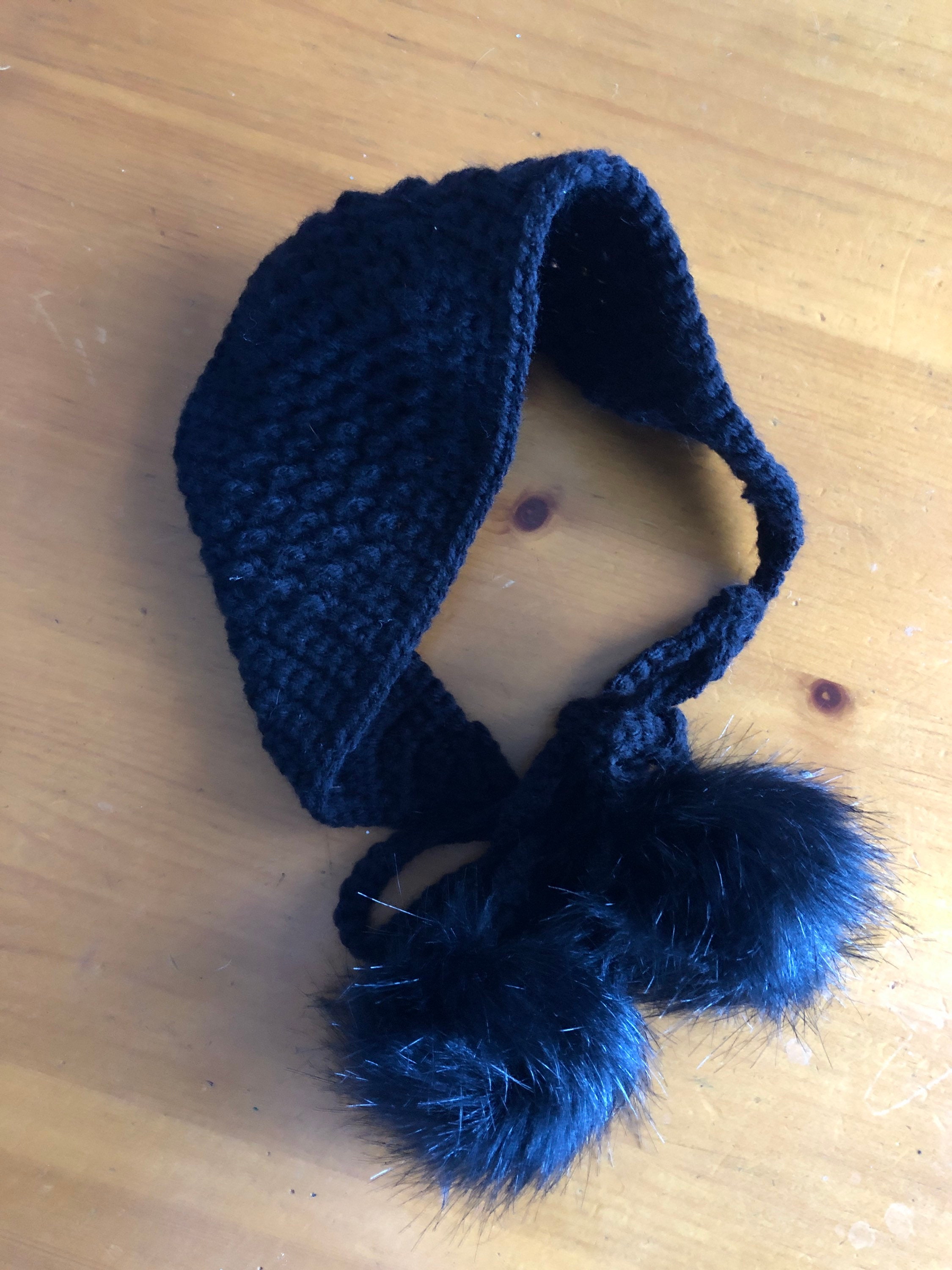 Vintage royal blue knit beaded ear warmer hat Royal Blue Hand Knit Ear Warmers - Etsy main image 3