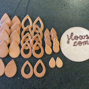 15 Pairs Earring Blanks Leather in Teardrop Shapes, Teardrop Earring Blanks, Leather Earring Blank, Assorted Earring Blanks, Blanks Teardrop