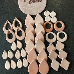 20 Pairs Earring Blanks Leather in Assorted Shapes, Earring Blanks, Leather Earrings Blanks, Assorted Earring Blanks, Blanks, Earring blanks