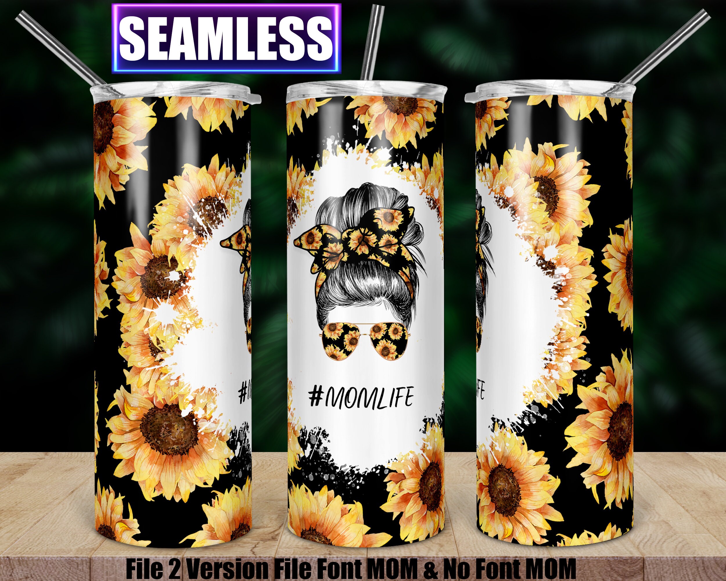 Sunflower American Mom Life Bun Hair 20oz Skinny Tumbler Sublimation ...