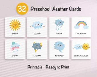 Weather Learning Cards – Montessori Educational Flashcards (Printable)