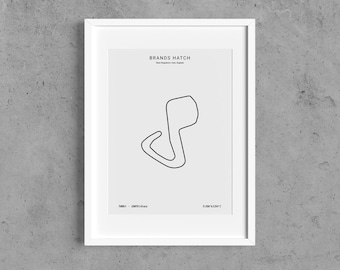 Printable Race Track Brands Hatch Poster - Art Print for Home Decor High Quality - Downloadable Set Black and White Version - Man Cave