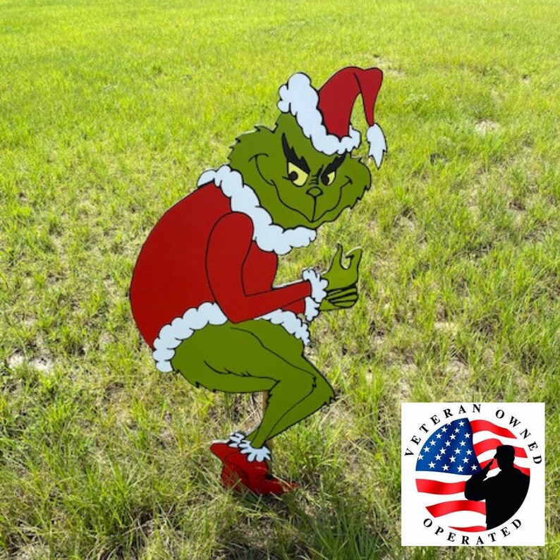 4 ft tall Grinch Stealing Christmas Lights| PVC or Wood Yard Decor | Christmas Cutouts 