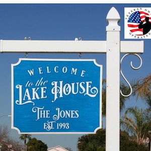 Personalized Address Sign Custom Carved Lake House Sign Weatherproof PVC Single or Double Sided Available  Free UPS Shipping
