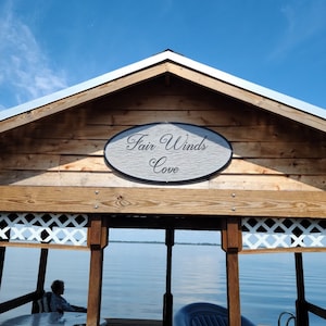 Personalized 100% PVC Carved Lake House Sign Single Sided Custom Boat House Sign Carved Outdoor Sign Boat Dock  1/2&quot; Thick PVC