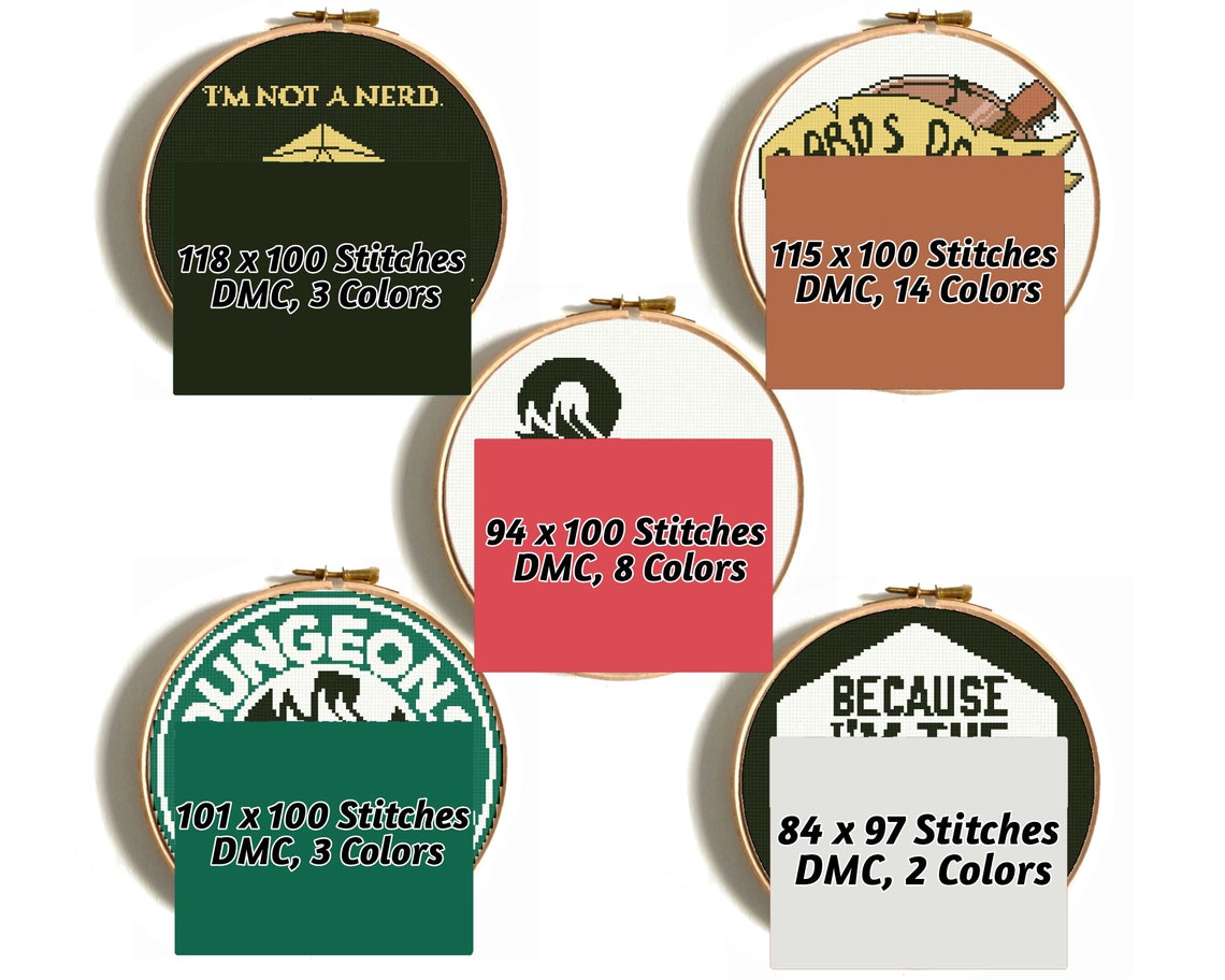 SET 5 Cross Stitch Pattern PDF - Digital Download – D20 Dnd Game ...