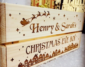 Personalised Christmas Eve Box | Personalised Christmas Eve Crate | Wood Engraved Christmas Eve Box | Personalised Christmas Eve Box