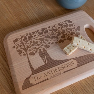 Personalised &#39;Tree of Hearts&#39; Chopping Prep/Chopping/Serving Board- Perfect gift for Newleyweds Housewarming Special Food Lover&#39;s Christmas