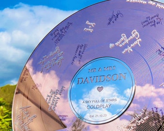 Wedding Record Alternative Guestbook - Rosegold First Dance Special Song Couple&#39;s Guest Book Board- Album Band Music Theme -Lovesong LP