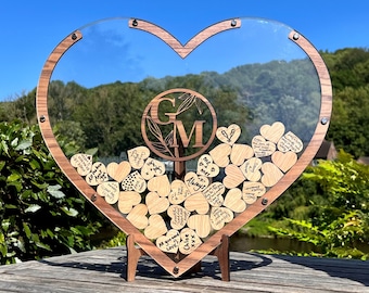 Drop box Wedding Guest Book Alternative Names and Heart Guestbook Love Rustic Wedding Decor Wood Guest Book Country Boho  Wedding