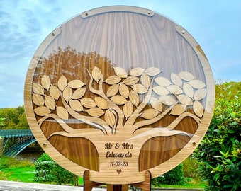 Oak & Walnut- Wedding Oak Tree Alternative Guestbook drop box - Wedding Guest Book - Wooden / Wood Engraved- Birthday Family Handmade