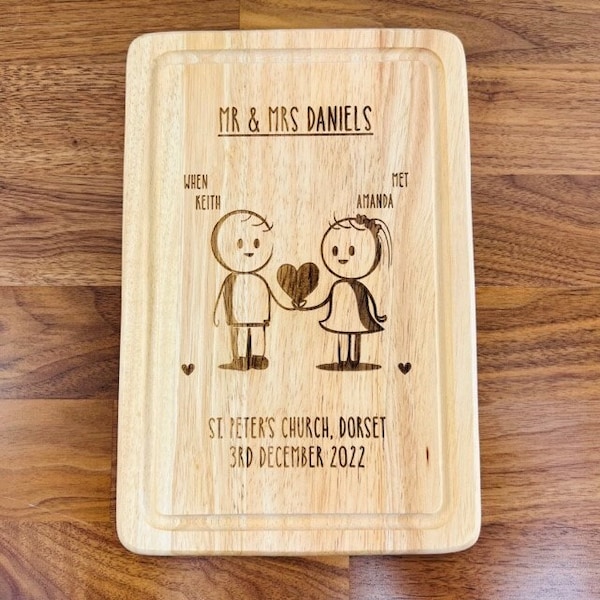 Personalised Couple's Character Swan Mr&Mrs Wedding Chopping Board Present Perfect Gift Newlyweds Anniversary Wood Engraved Keepsake