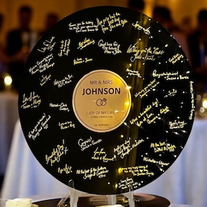Wedding Record Alternative Guestbook - Bronze First Dance Special Song Statement Guest Book Board- Album Band Music Theme -Lovesong LP