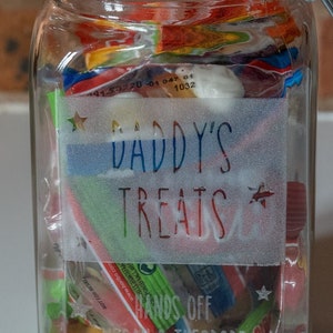 Personalised 'Sweet Treats' Canister Glass Jar Engraved - Perfect for Father's Day Daddy/Dad/Grandad Great Present with Name For Him